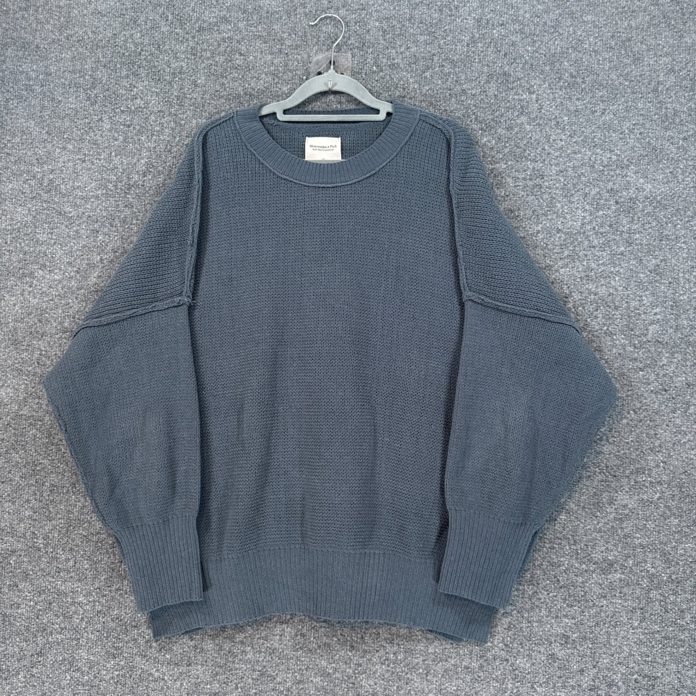 Abercrombie & Fitch Sweater Womens XL Blue Shaker Stitch Oversized Pullover Knit